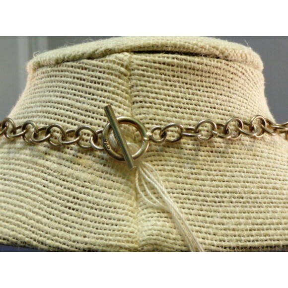 925 S/S Labradorite drops wire wrapped choker rolo chain & toggle clasp. - Picture 3 of 4